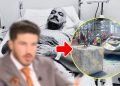 Blurred Man in a Suit in the Foreground; a Hospital Patient Lies in Bed Behind, with a Circular Inset Showing a Car Crash Scene at a Construction Site with Workers. | Nl Urbano